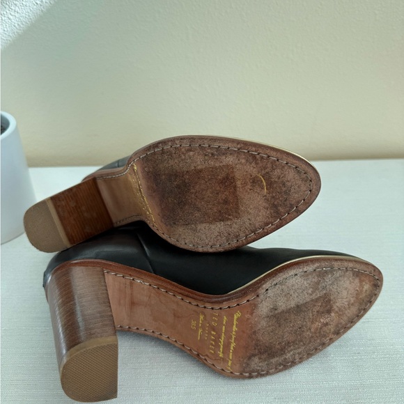 Ted Baker Black Leather Ankle Booties with Brown Heel - Picture 12 of 13